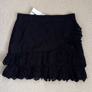 NWT Zara Black Eyelet Ruffle Skirt